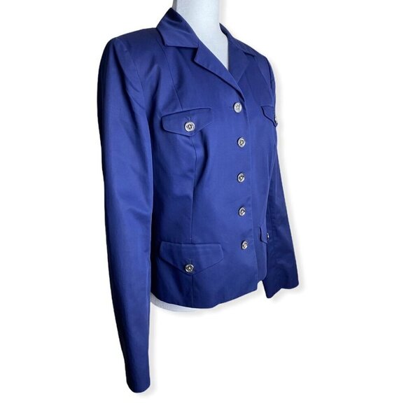 LAUREN Ralph Lauren Blue Cotton Silk Blend Blazer Nautical Women's Sz 12 - Picture 4 of 8